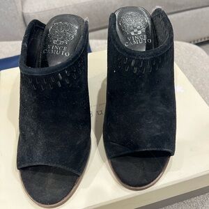 Vince Camuto Black Suede Mules with Block Heel